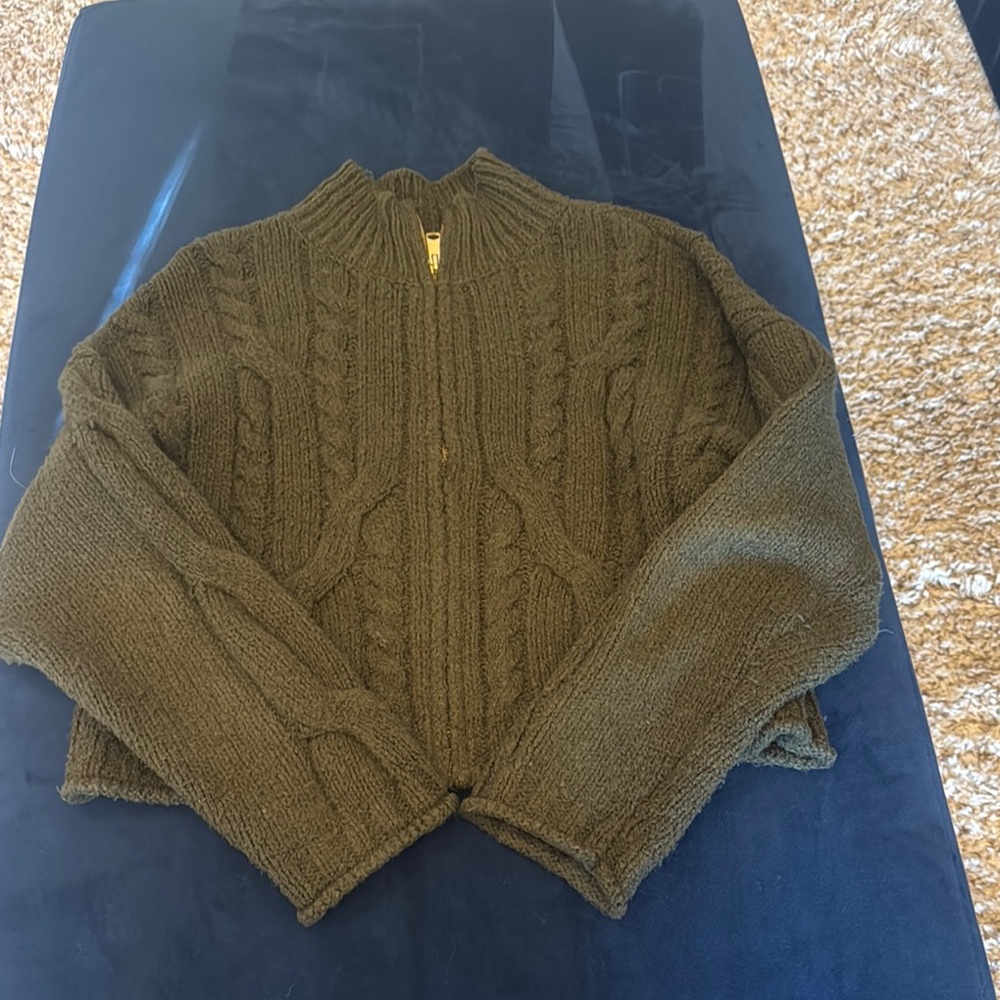 Anthropologie Forest Green Knit Cardigan